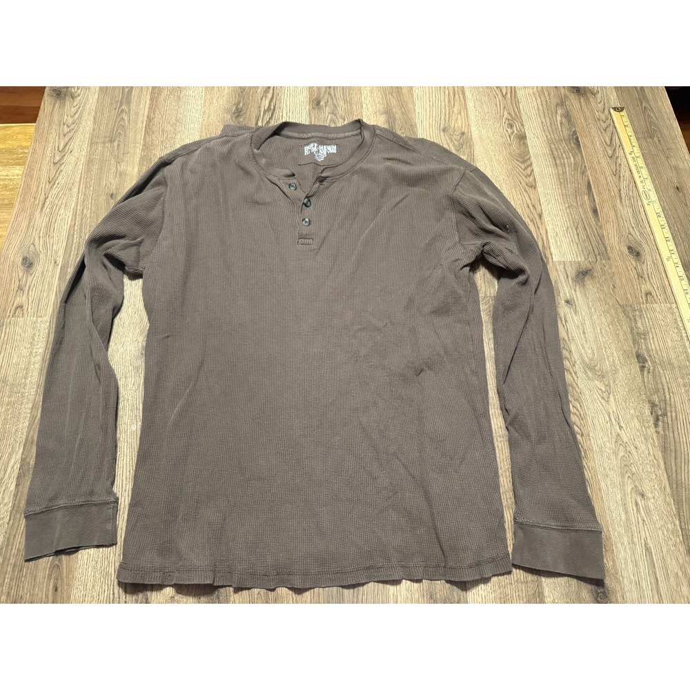 Ruff Hewn Shirt, Men's Size XL, Brown, Long Sleeve, Henley Style, 1/4 Buttons